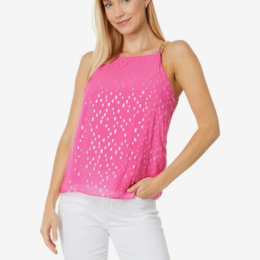 Lilly Pulitzer Joannah Top NWT gold and pink